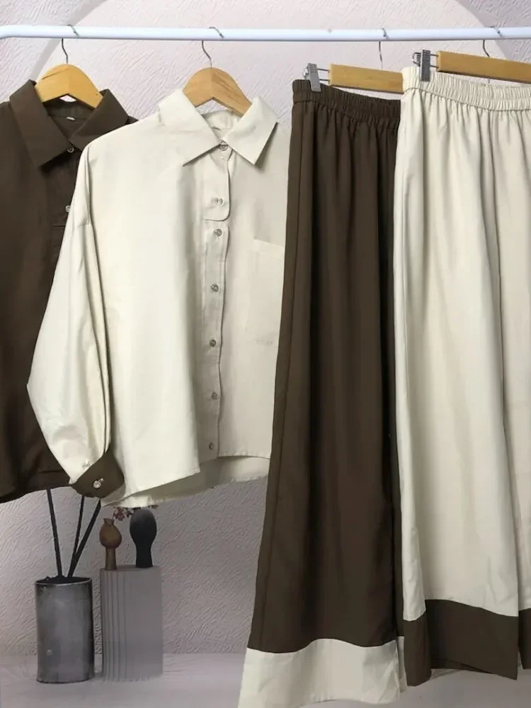 [CUCI GUDANG]ASAYA Set dua potong atasan + celana longgar warna-warni yang modis dan sederhana