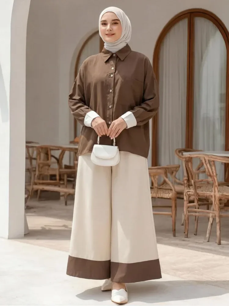 [CUCI GUDANG]ASAYA Set dua potong atasan + celana longgar warna-warni yang modis dan sederhana