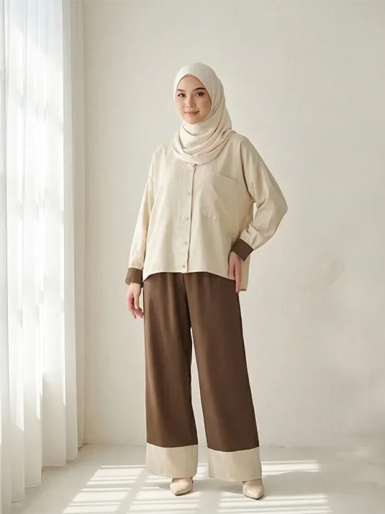 [CUCI GUDANG]ASAYA Set dua potong atasan + celana longgar warna-warni yang modis dan sederhana