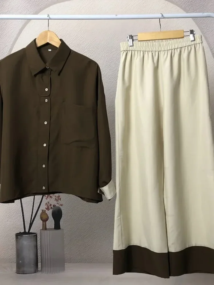 [CUCI GUDANG]ASAYA Set dua potong atasan + celana longgar warna-warni yang modis dan sederhana