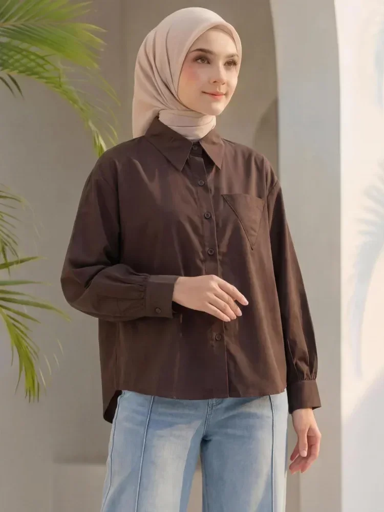 [DISKON KILAT]ASAYA Atasan kemeja gaya casual lengan panjang modis untuk wanita
