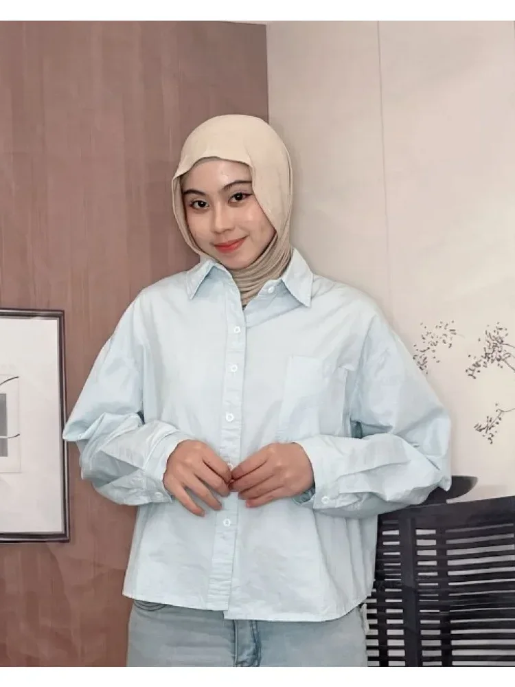 [DISKON KILAT]ASAYA Atasan kemeja kerah polo dengan warna cantik dan terdapat kancing unik