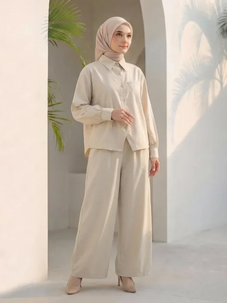 ASAYA Setelan dua potong atasan dan celana longgar aneka warna yang stylish.