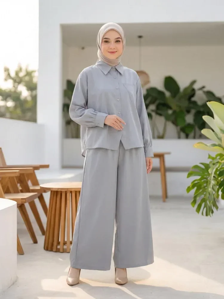 ASAYA Setelan dua potong atasan dan celana longgar aneka warna yang stylish.