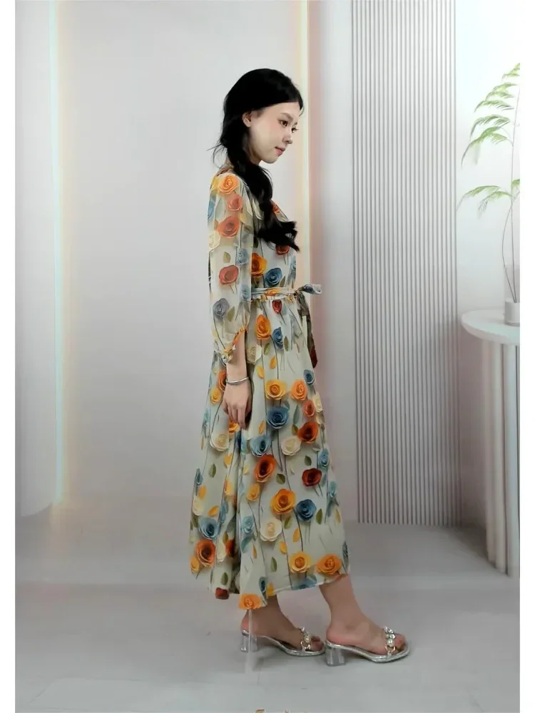 [NEW]ASAYA Gaun lengan tengah bermotif modis dan elegan