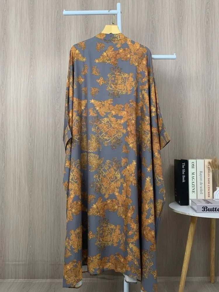 [READY STOCK]ASAYA Gaun gaya modis dengan kerah setengah terbuka dan motif geometris retro wanita