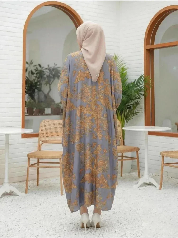 [READY STOCK]ASAYA Gaun gaya modis dengan kerah setengah terbuka dan motif geometris retro wanita