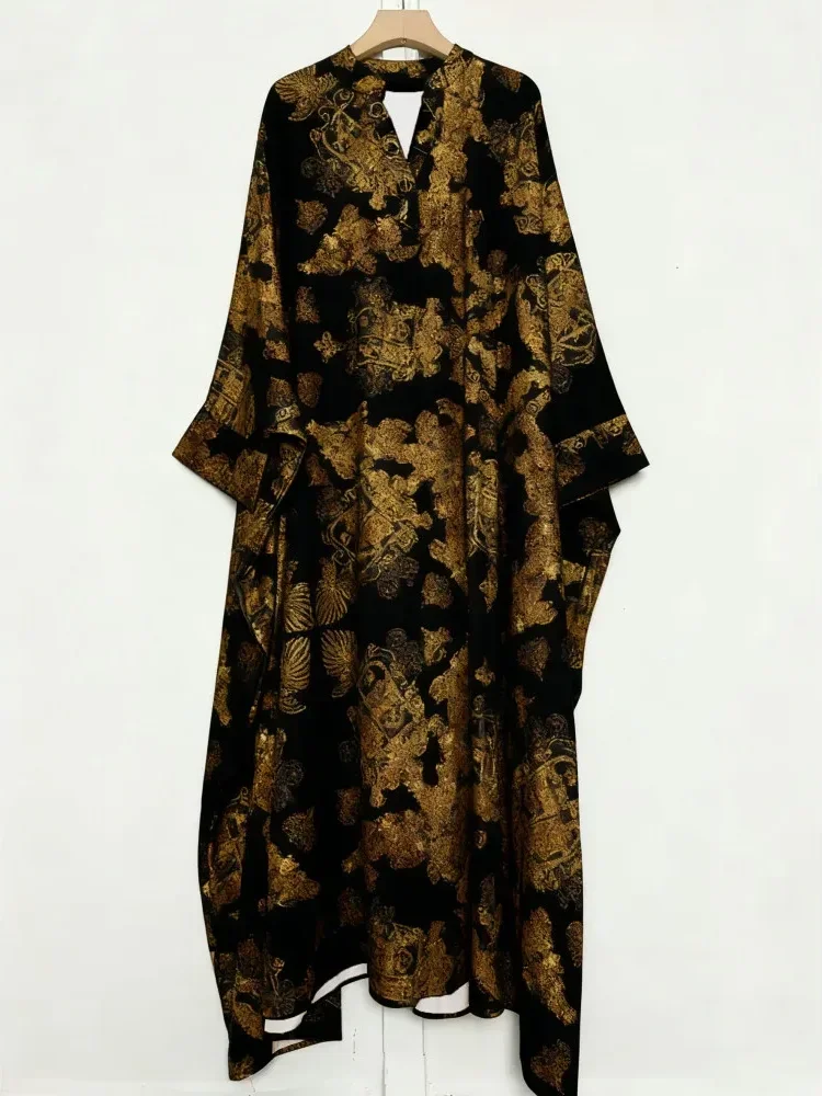 [READY STOCK]ASAYA Gaun gaya modis dengan kerah setengah terbuka dan motif geometris retro wanita