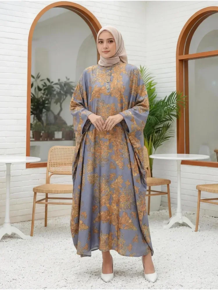 [READY STOCK]ASAYA Gaun gaya modis dengan kerah setengah terbuka dan motif geometris retro wanita