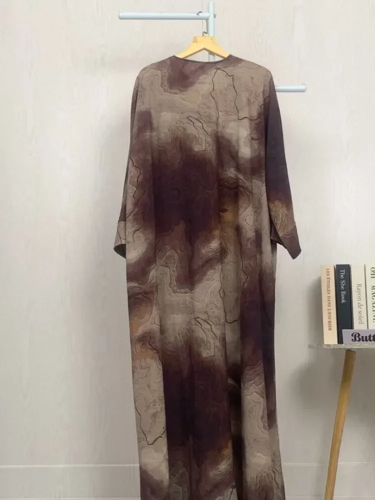 [READY STOCK]ASAYA Gaun motif marble lengan panjang longgar dan bergaya kelas atas