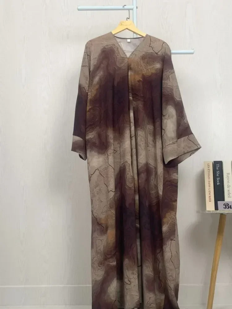 [READY STOCK]ASAYA Gaun motif marble lengan panjang longgar dan bergaya kelas atas