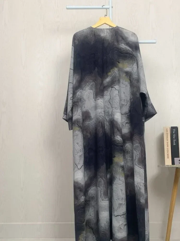 [READY STOCK]ASAYA Gaun motif marble lengan panjang longgar dan bergaya kelas atas