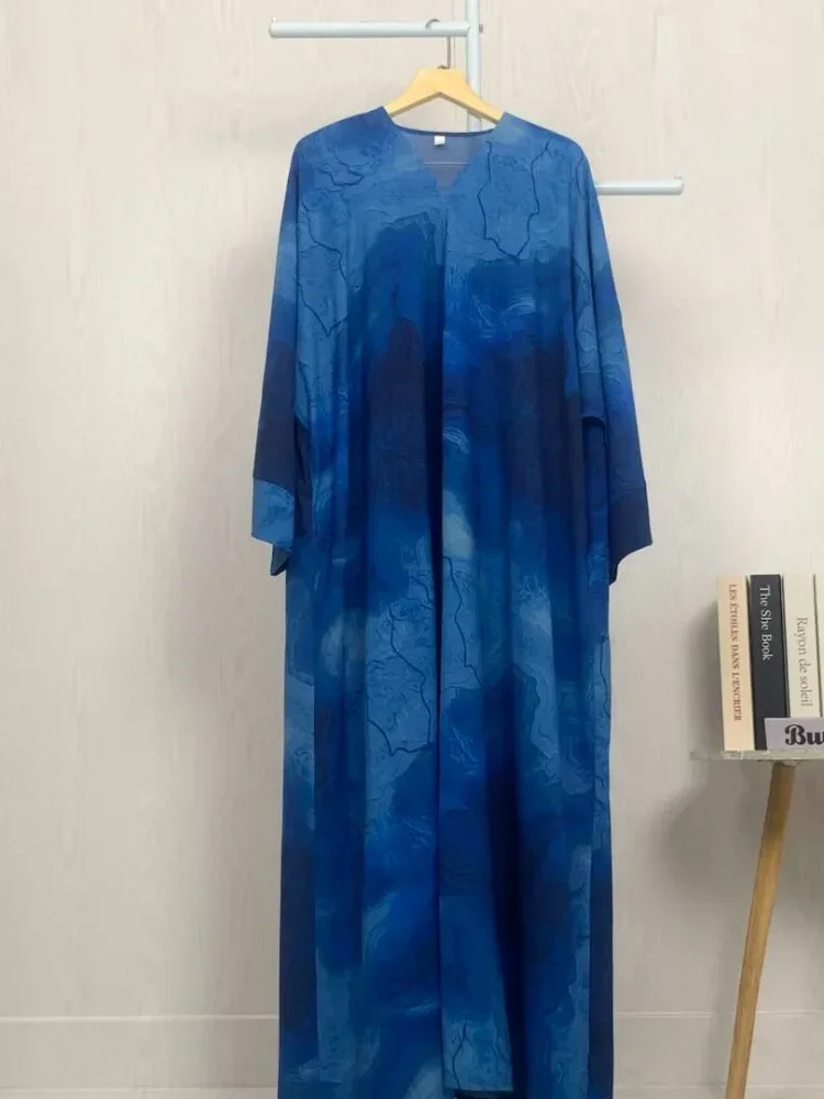 [READY STOCK]ASAYA Gaun motif marble lengan panjang longgar dan bergaya kelas atas