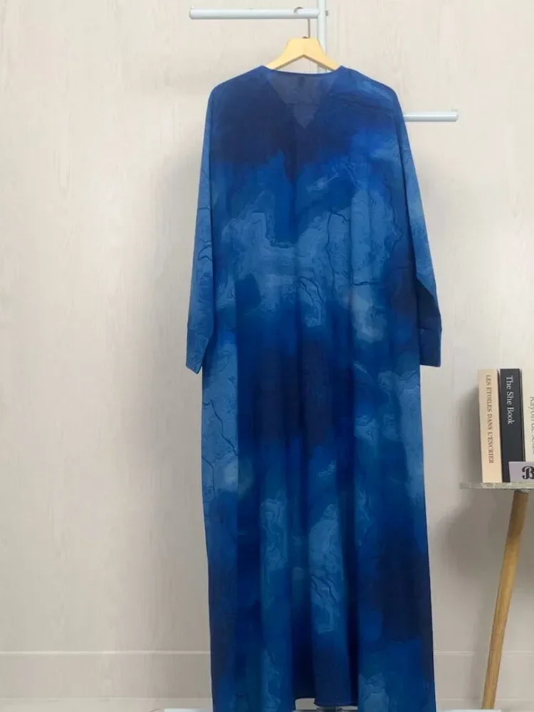 [READY STOCK]ASAYA Gaun motif marble lengan panjang longgar dan bergaya kelas atas