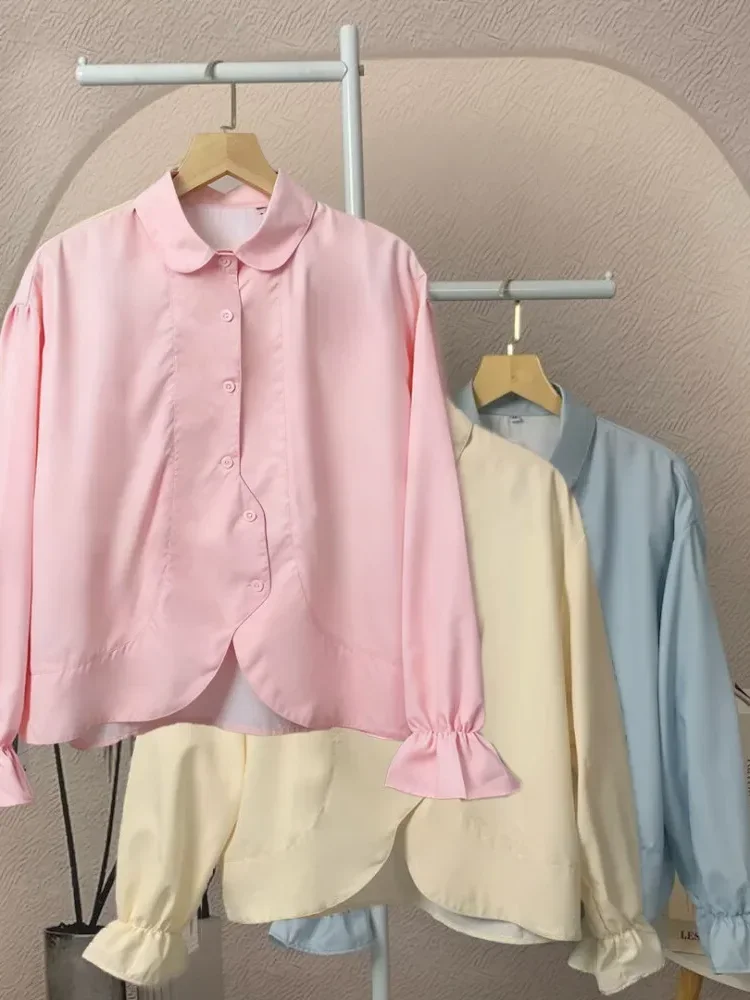 [DISKON KILAT]ASAYA Atasan kemeja desain kupu-kupu cantik lengan panjang untuk wanita gaya retro