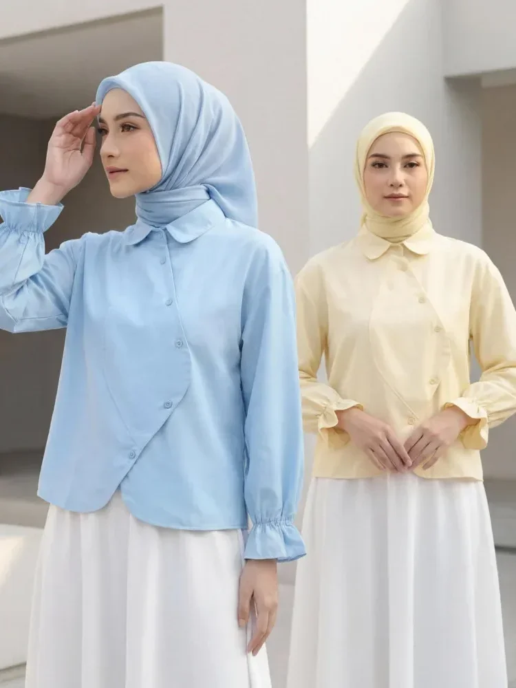 [READY STOCK]ASAYA Atasan kemeja desain kupu-kupu cantik lengan panjang untuk wanita gaya retro