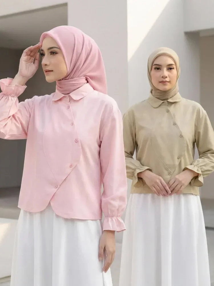 [READY STOCK]ASAYA Atasan kemeja desain kupu-kupu cantik lengan panjang untuk wanita gaya retro