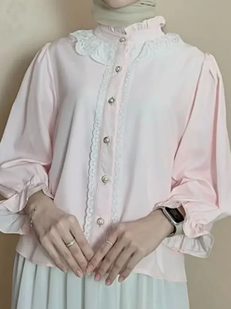 ASAYA Kemeja lengan panjang dengan desain warna-warni yang stylish kemeja kotak-kotak baru