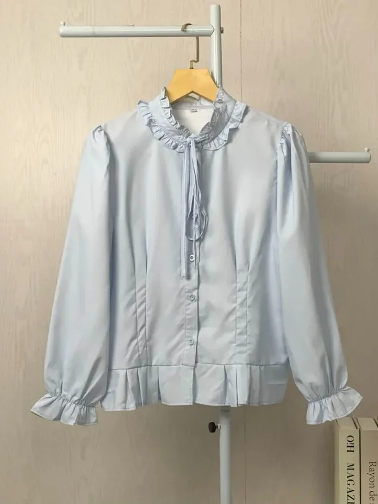 ASAYA Kemeja unik lengan panjang dan kerah collar