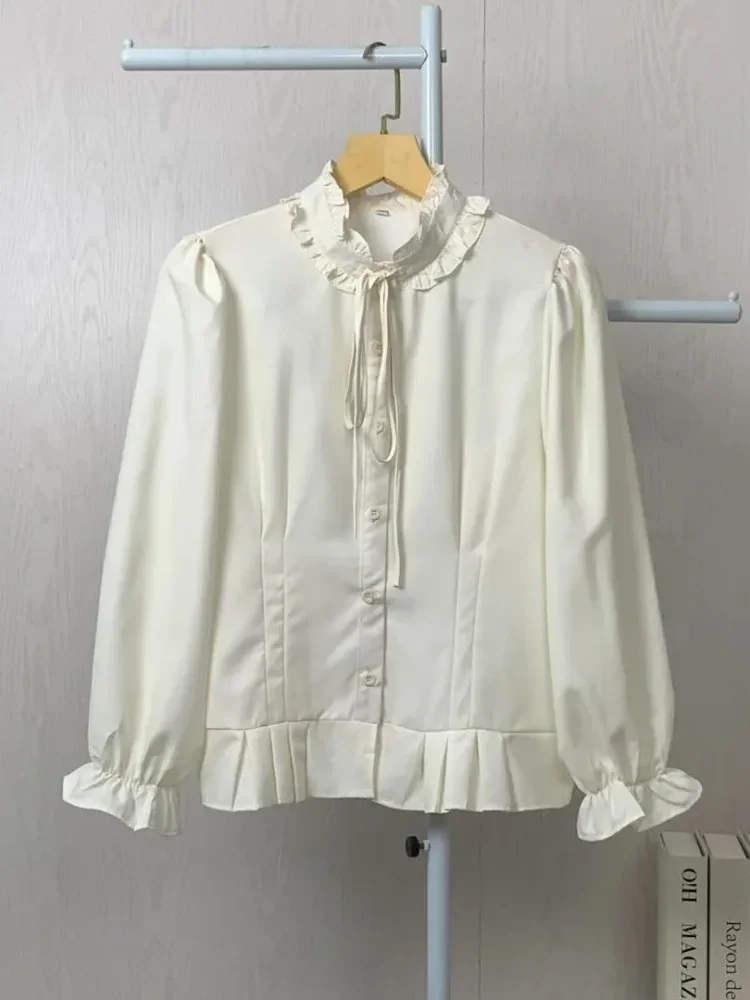 ASAYA Kemeja unik lengan panjang dan kerah collar