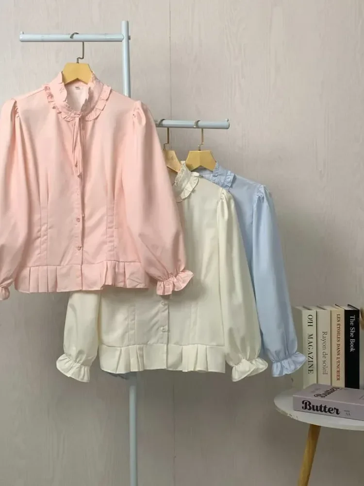 ASAYA Kemeja unik lengan panjang dan kerah collar