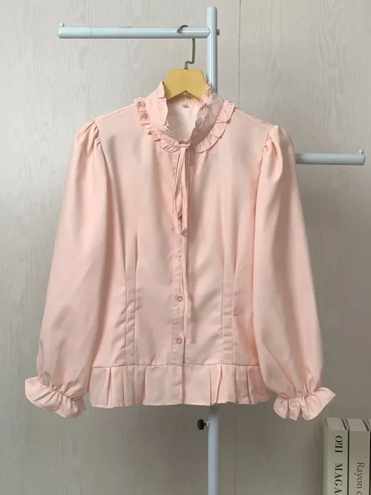 ASAYA Kemeja unik lengan panjang dan kerah collar