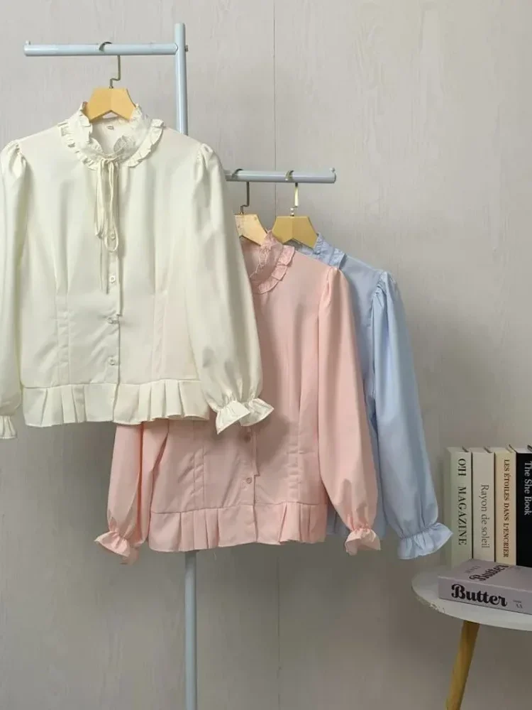 ASAYA Kemeja unik lengan panjang dan kerah collar