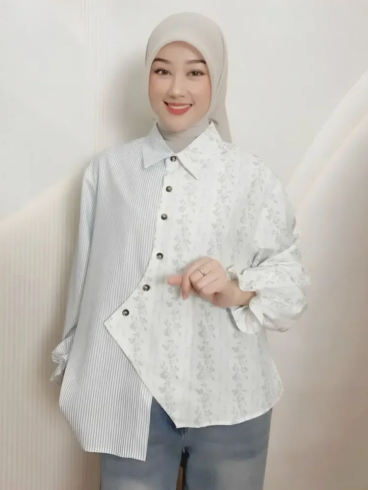 [NEW]ASAYA Atasan kemeja lengan panjang model baru dan bergaya trendi casual untuk wanita elegant
