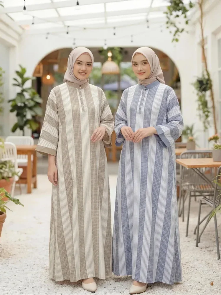 ASAYA Gaun gaya elegan kasual lengan panjang dengan