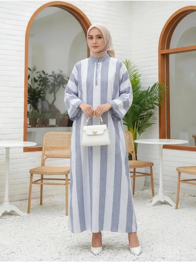 ASAYA Gaun gaya elegan kasual lengan panjang dengan