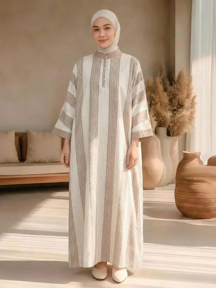 ASAYA Gaun gaya elegan kasual lengan panjang dengan