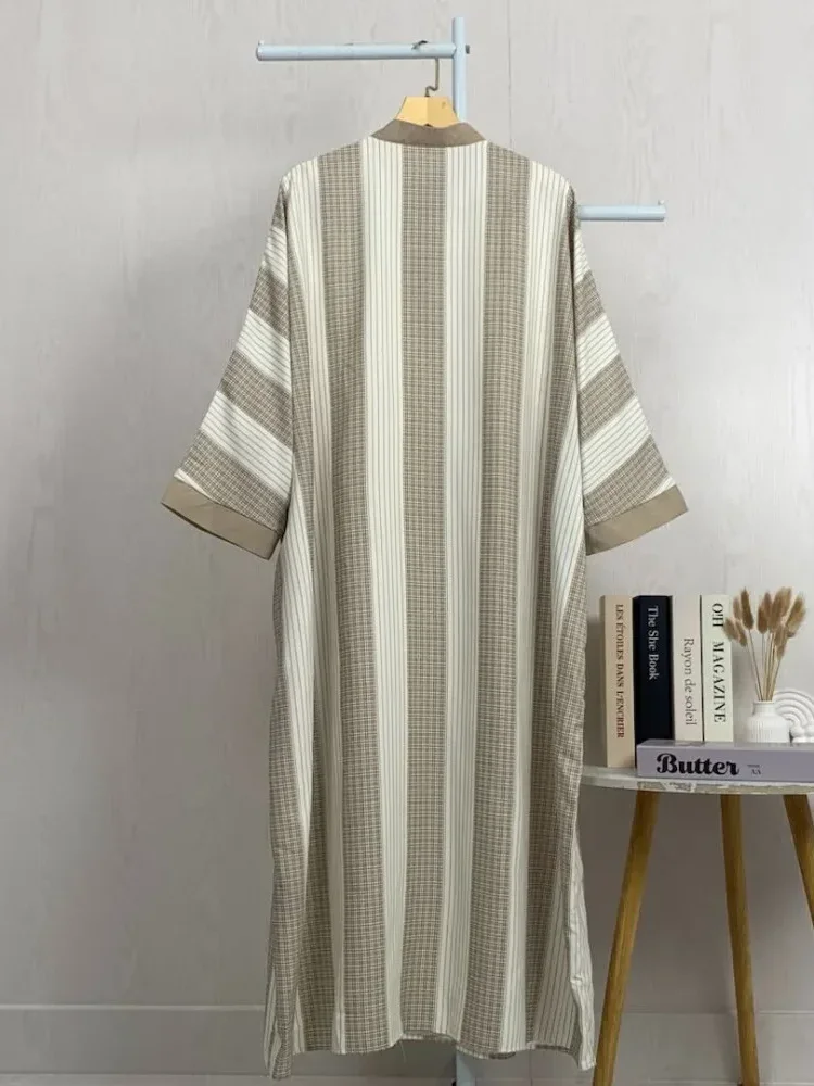 ASAYA Gaun gaya elegan kasual lengan panjang dengan