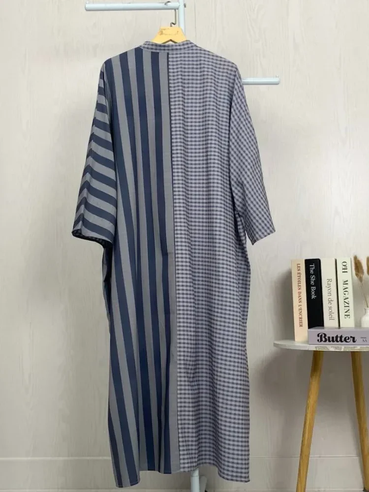 [DISKON KILAT]ASAYA Gaun gaya modis dengan kerah setengah terbuka dan motif geometris retro wanita