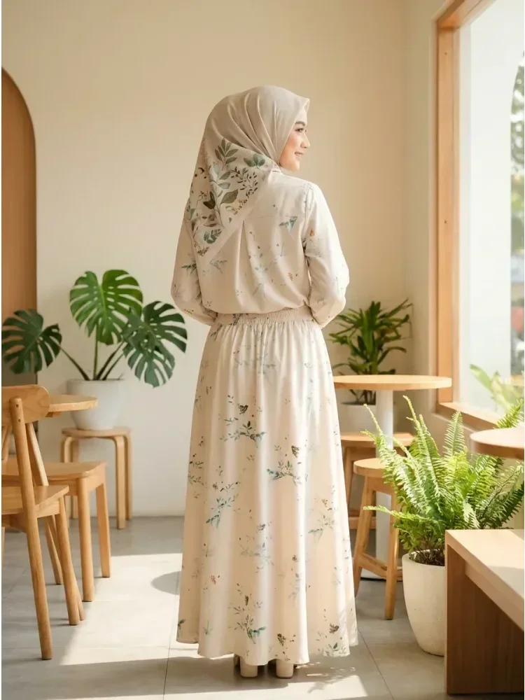 ASAYA Kemeja lengan panjang unik dengan desain tidak beraturan, motif ala tiongkok, kancing buatan tangan, atasan lengan panjang dengan kerah, dan setelan dua potong rok panjang