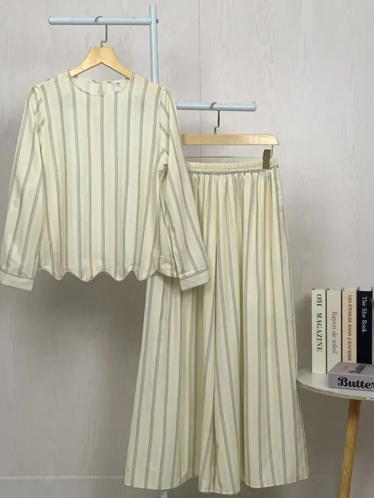 ASAYA Setelan dua potong gaya modis tanpa lengan dengan motif cetak unik terbaru + celana panjang kekinian