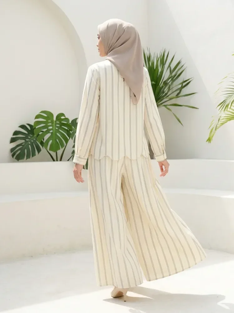 ASAYA Setelan dua potong gaya modis tanpa lengan dengan motif cetak unik terbaru + celana panjang kekinian