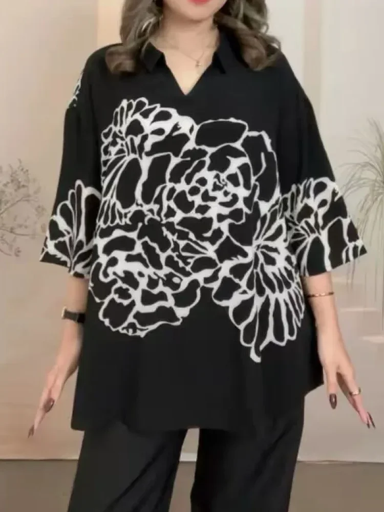 [NEW]ASAYA Atasan kemeja wanita motif cetak bunga besar dan model longgar kekinian