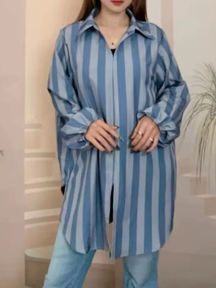 [DISKON KILAT]ASAYA Atasan gaya retro kerah v model longgar motif cetak untuk wanita