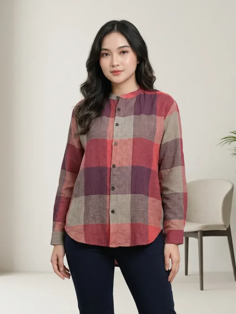 [DISKON KILAT]ASAYA Atasan kemeja lengan panjang dengan gaya kasual