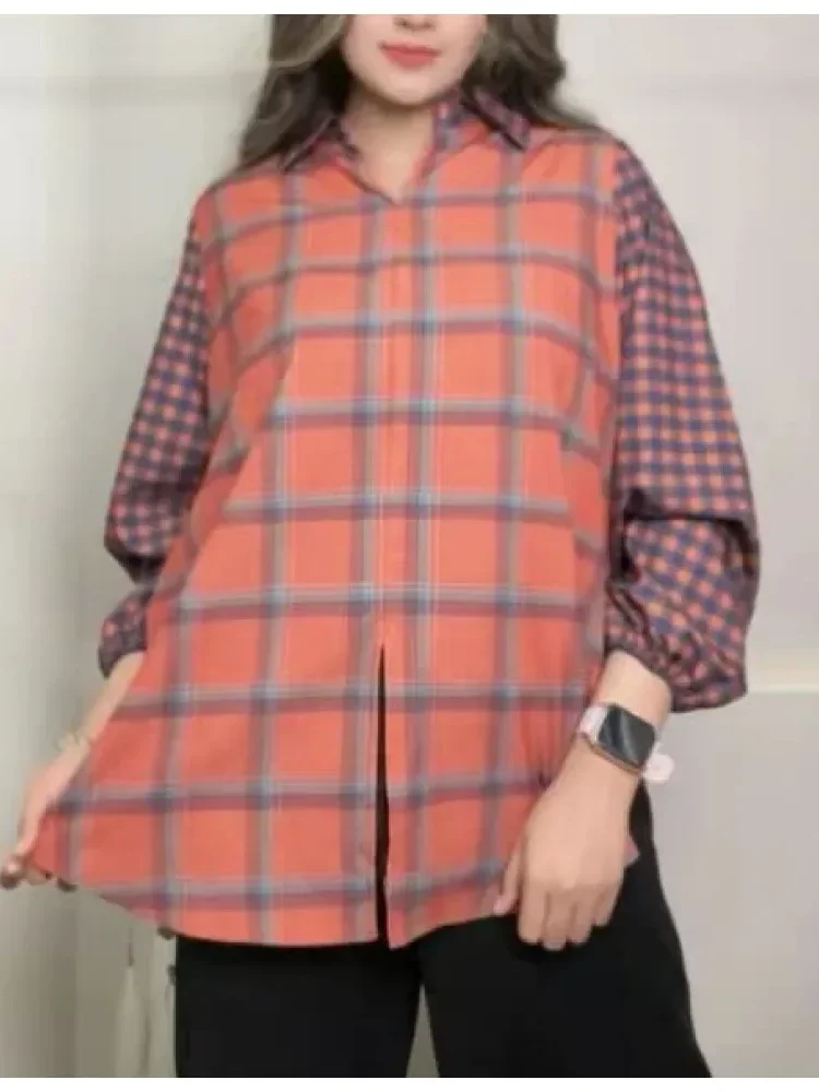 [DISKON KILAT]ASAYA Atasan gaya retro kerah v model longgar motif cetak untuk wanita