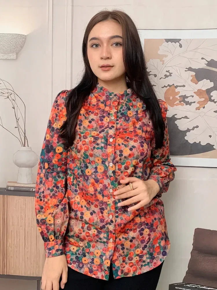 [DISKON KILAT]FADFAD Fashion new temperament print thin sunscreen shirt women loose slim this year's popular shirt