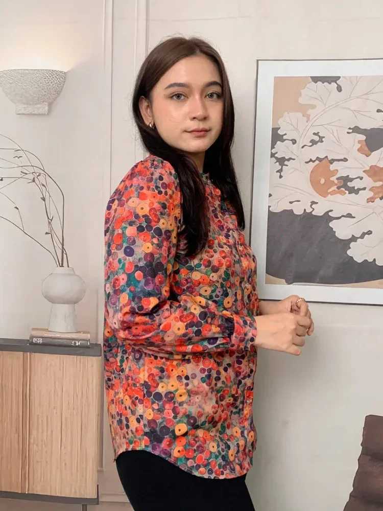 [DISKON KILAT]FADFAD Fashion new temperament print thin sunscreen shirt women loose slim this year's popular shirt
