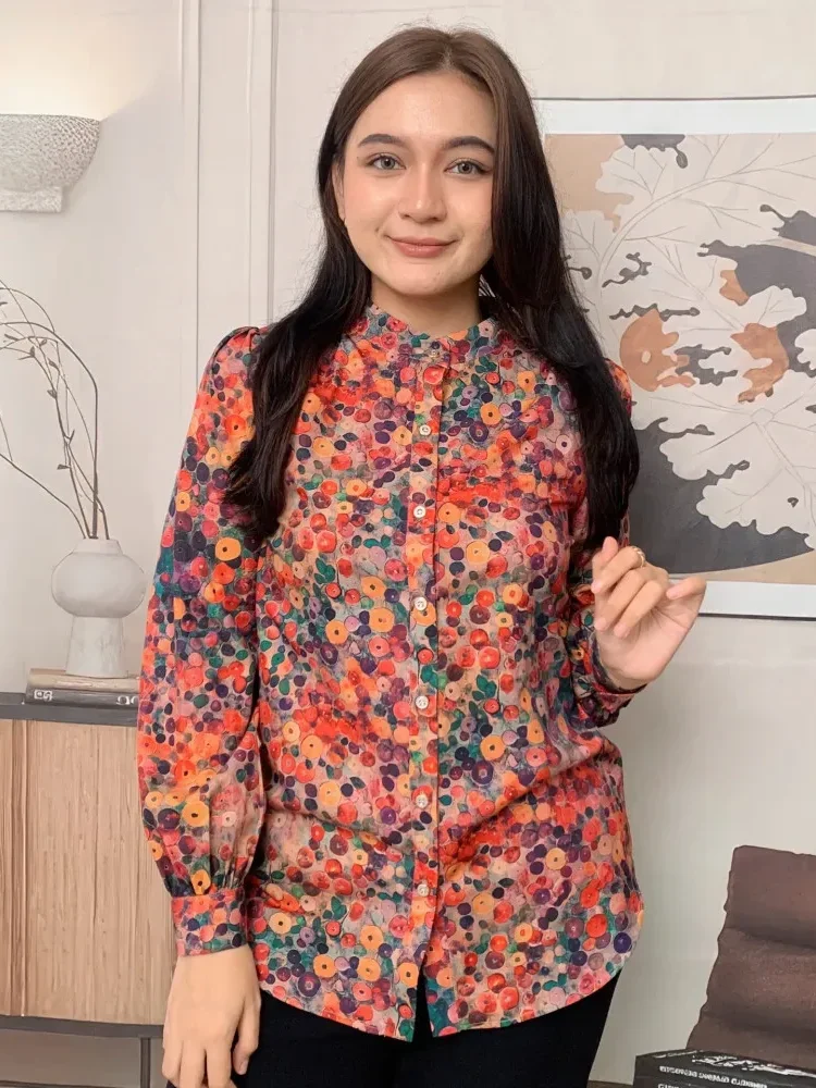 [DISKON KILAT]FADFAD Fashion new temperament print thin sunscreen shirt women loose slim this year's popular shirt