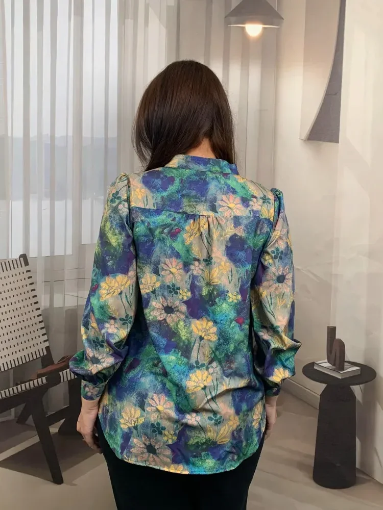 [DISKON KILAT]FADFAD Fashion new temperament print thin sunscreen shirt women loose slim this year's popular shirt