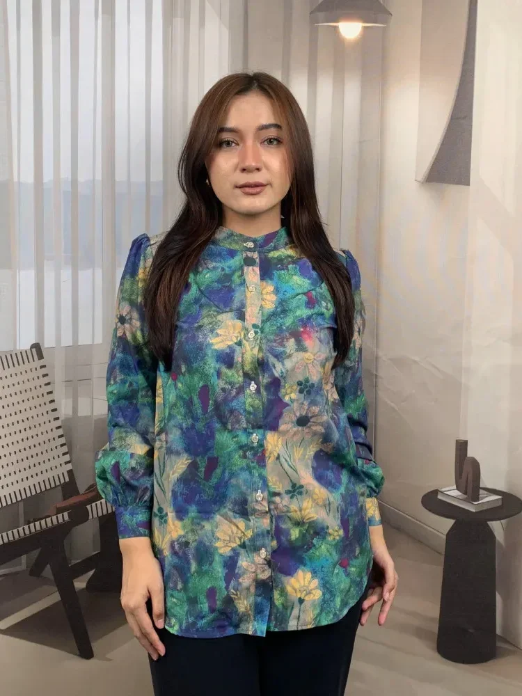 [DISKON KILAT]FADFAD Fashion new temperament print thin sunscreen shirt women loose slim this year's popular shirt