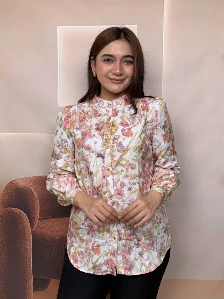 [DISKON KILAT]FADFAD Fashion new temperament print thin sunscreen shirt women loose slim this year's popular shirt