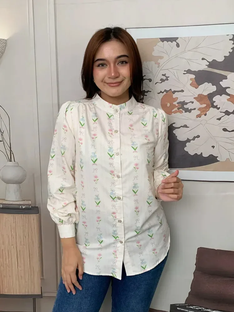 [DISKON KILAT]FADFAD Fashion new temperament print thin sunscreen shirt women loose slim this year's popular shirt