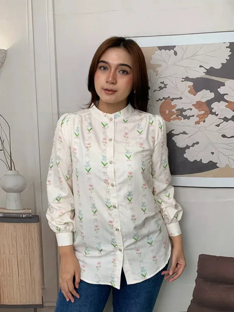 [DISKON KILAT]FADFAD Fashion new temperament print thin sunscreen shirt women loose slim this year's popular shirt