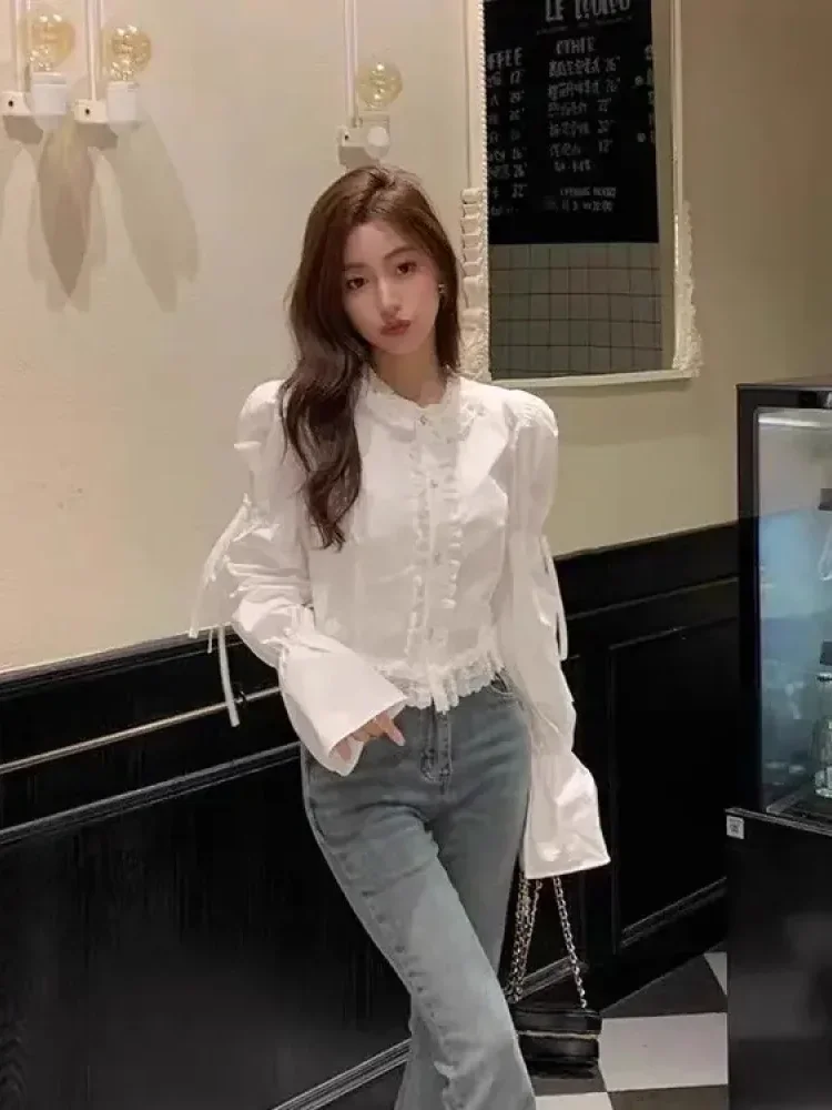 CHICMORE Striped long-sleeved shirt women's new design niche versatile baby doll shirt