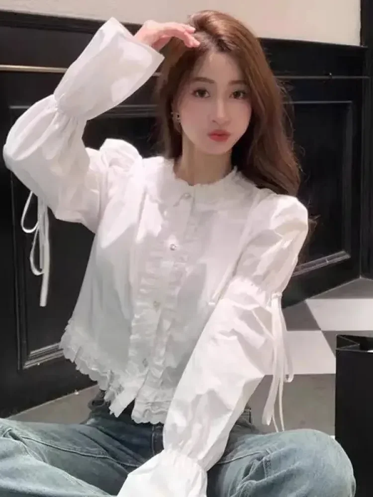 CHICMORE Striped long-sleeved shirt women's new design niche versatile baby doll shirt